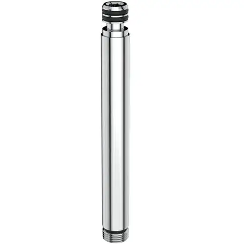 Verchromte Verlängerung für Brausestangen, hergestellt von Ideal Standard. Das Produkt hat eine schlanke, zylindrische Form mit einem Gewinde an der Unterseite.